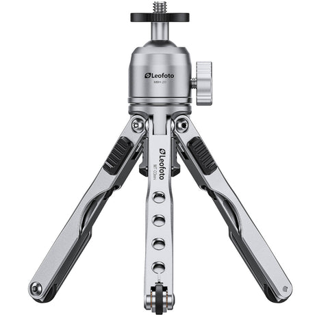 Leofoto MT-03 Mini Table Top 2 Section Tripod with MBH-20 Ball Head - Silver