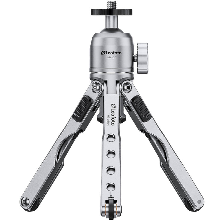 Leofoto MT-03 Mini Table Top 2 Section Tripod with MBH-20 Ball Head - Silver