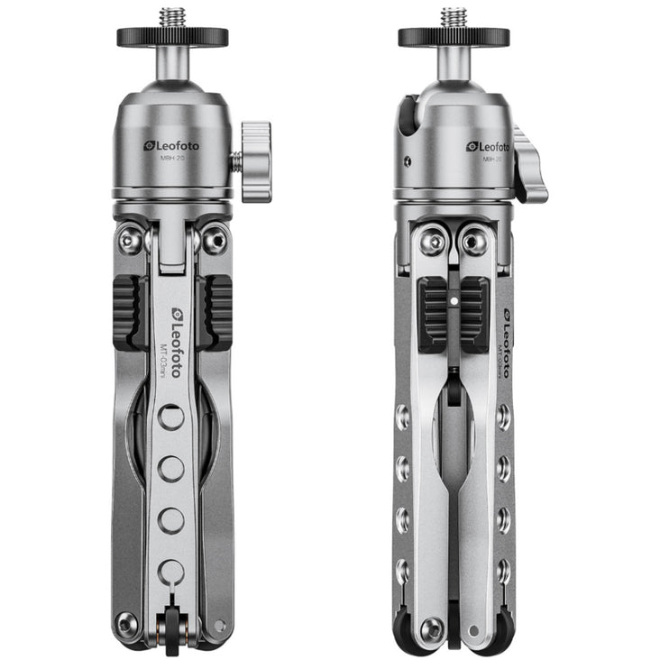 Leofoto MT-03 Mini Table Top 2 Section Tripod with MBH-20 Ball Head - Silver