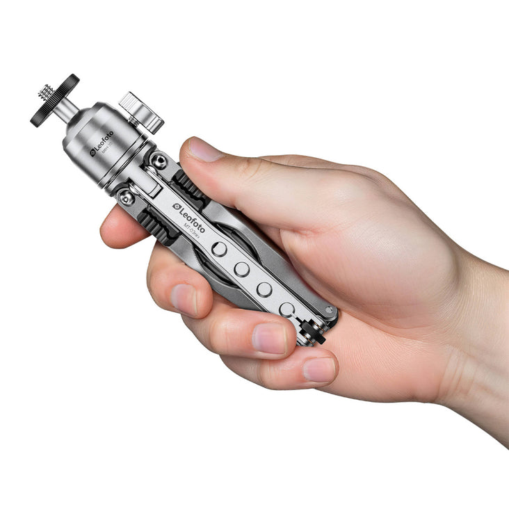 Leofoto MT-03 Mini Table Top 2 Section Tripod with MBH-20 Ball Head - Silver