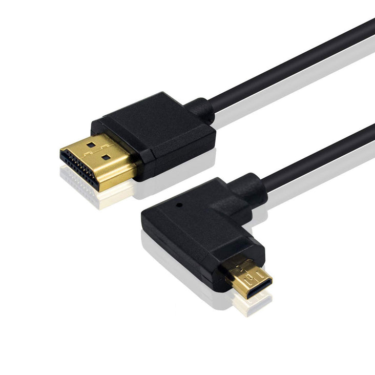 Micro HDMI to HDMI Coiled Cable – Right Angle 4K Ultra HD 1080p 3D (1.2m / 4ft)