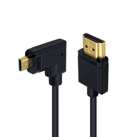 Micro HDMI to HDMI Coiled Cable – Right Angle 4K Ultra HD 1080p 3D (1.2m / 4ft)
