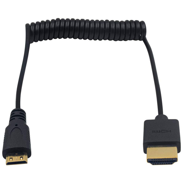 Mini HDMI  to HDMI Coiled Cable – 4K UHD 1080p 3D HDMI 2.0 (1.2m / 4ft)