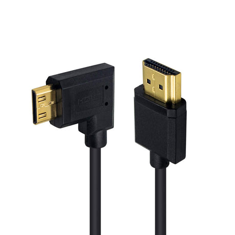 Mini HDMI to HDMI Coiled Cable – Right Angle 4K UHD 1080p 3D HDMI 2.0 (1.2m / 4ft)