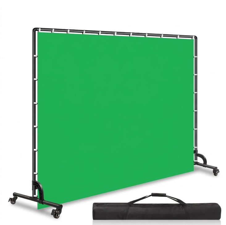 Movable 2.1m x 3m Green Screen Backdrop Kit with Castor Wheels