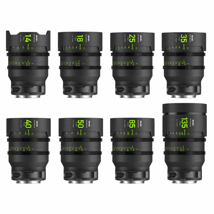 NiSi ATHENA Prime Full Frame Cinema Lens Master Kit with 8 Lenses (14mm, 18mm, 25mm, 35mm, 40mm, 50mm, 85mm, 135mm)