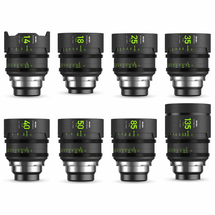 NiSi ATHENA Prime Full Frame Cinema Lens Master Kit with 8 Lenses (14mm, 18mm, 25mm, 35mm, 40mm, 50mm, 85mm, 135mm)