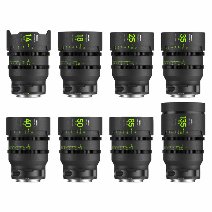 NiSi ATHENA Prime Full Frame Cinema Lens Master Kit with 8 Lenses (14mm, 18mm, 25mm, 35mm, 40mm, 50mm, 85mm, 135mm)