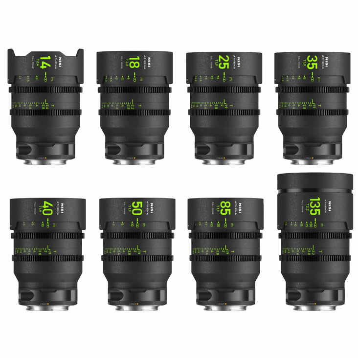 NiSi ATHENA Prime Full Frame Cinema Lens Master Kit with 8 Lenses (14mm, 18mm, 25mm, 35mm, 40mm, 50mm, 85mm, 135mm)