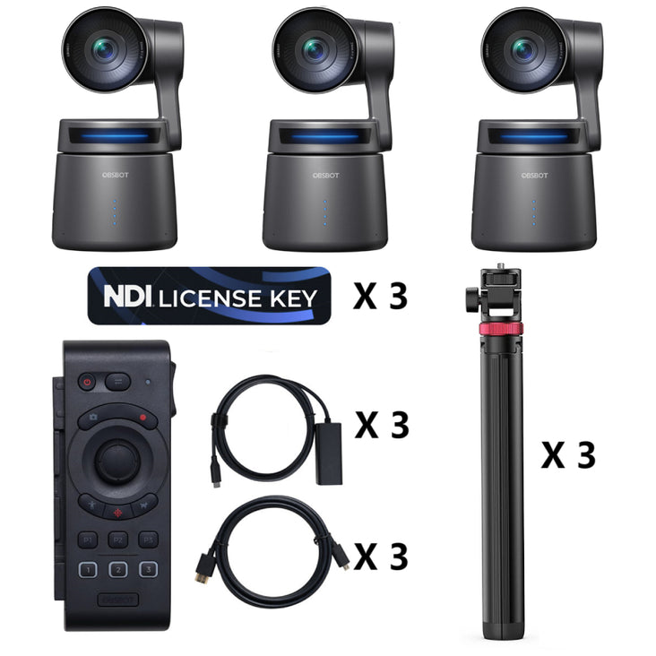 OBSBOT Tail Air Multicam Streaming Combo with NDI Licence Option (3 x Tail Air)