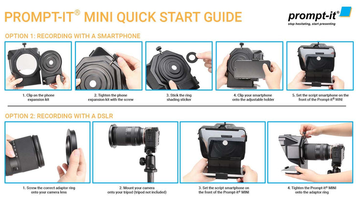 Prompt-it® Mini Smartphone and Camera Teleprompter