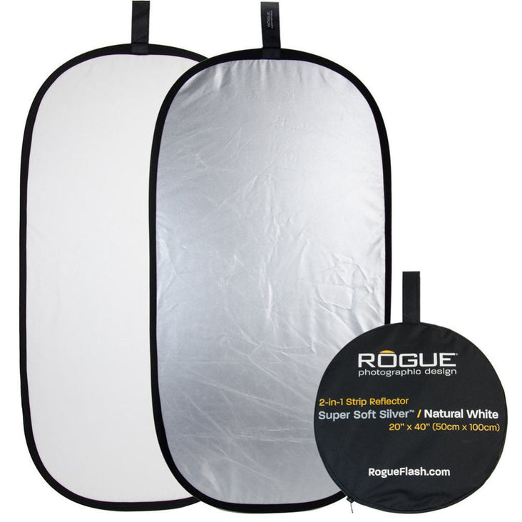 Rogue Photographic Design 2-In-1 Super Soft Collapsible Reflector (20x40", Silver/Natural White)