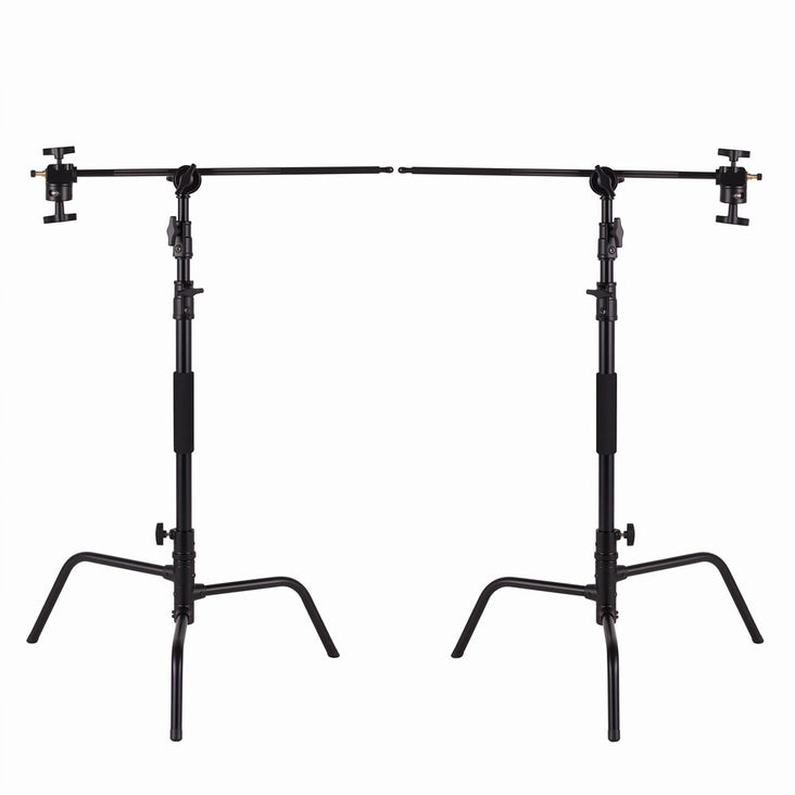 Pro "Multi-Purpose" Double Black C-Stand Heavy Duty Backdrop Setup (20kg Load) - Bundle