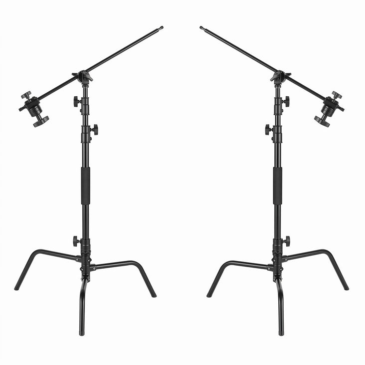 Pro "Multi-Purpose" Double Black C-Stand Heavy Duty Backdrop Setup (20kg Load) - Bundle