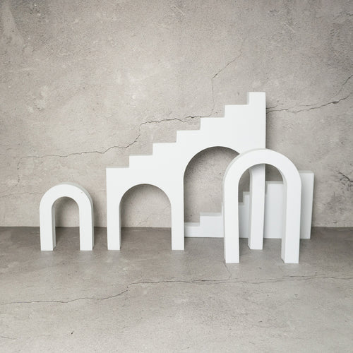 4 Piece Geometric Foam Styling Prop Set for Photography (White)