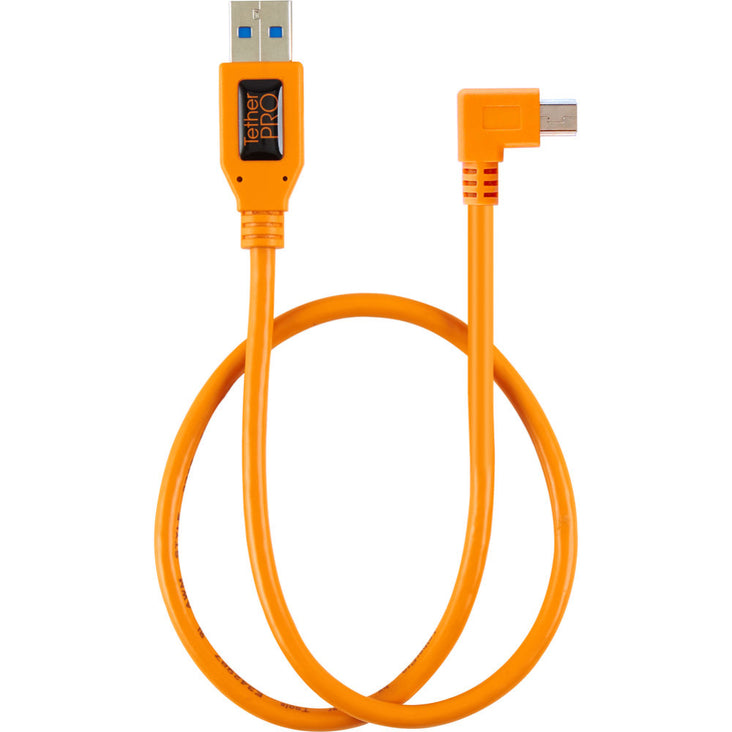 Tether Tools TetherPro USB 2.0 Type-A to 5-Pin Mini-USB Right Angle Adapter Cable (High Visibility Orange, 20")
