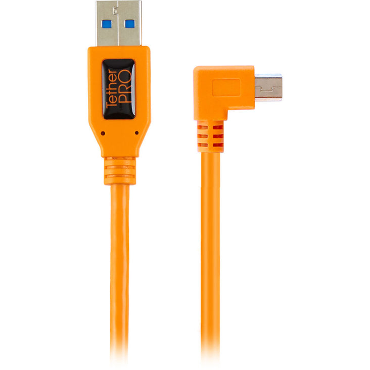 Tether Tools TetherPro USB 2.0 Type-A to 5-Pin Mini-USB Right Angle Adapter Cable (High Visibility Orange, 20")