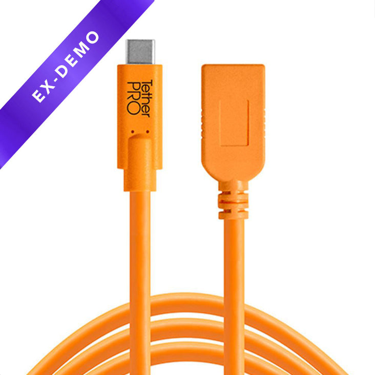 TetherPro USB-C to USB-A Female Adapter Extension 4.6m Hi-Vis Orange (DEMO STOCK)