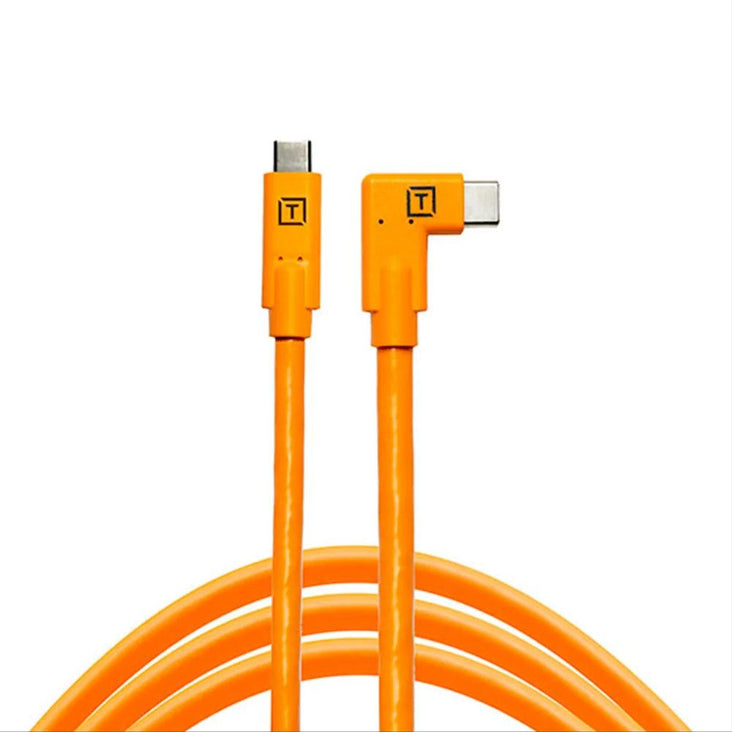 Tetherpro USB-C To USB-C Right Angle 4.6m - Hi Vis Orange (DEMO STOCK)