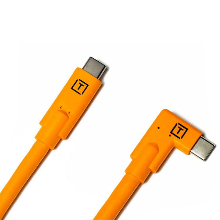 Tetherpro USB-C To USB-C Right Angle 4.6m - Hi Vis Orange