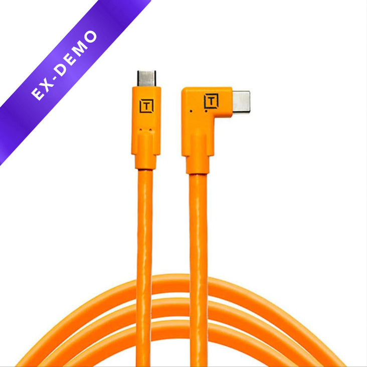 Tetherpro USB-C To USB-C Right Angle 4.6m - Hi Vis Orange (DEMO STOCK)
