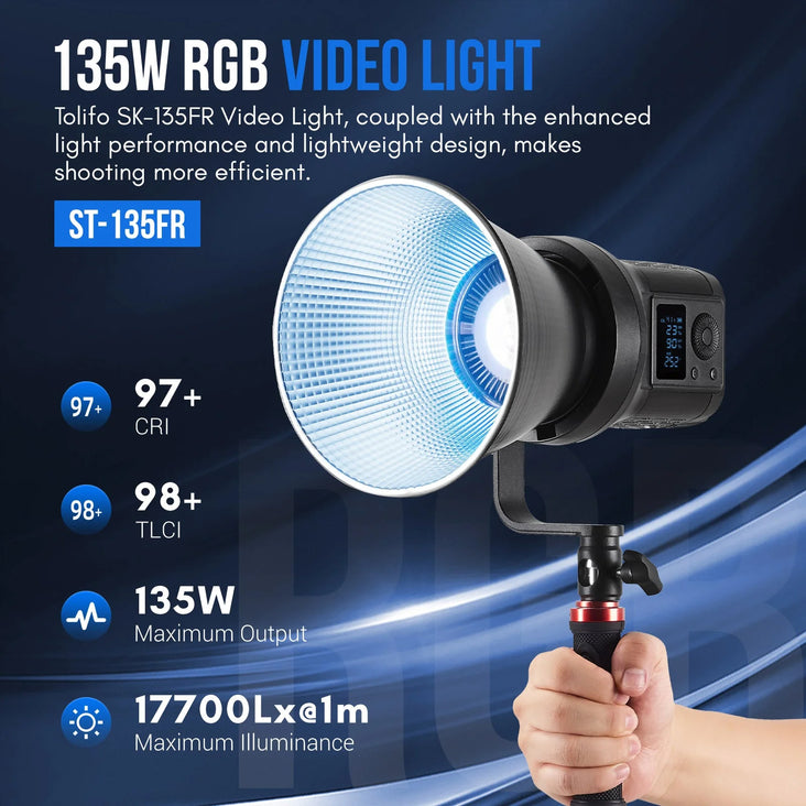 Tolifo SK-135FR 120W Portable Bowens Mount COB LED Video Light (RGB)