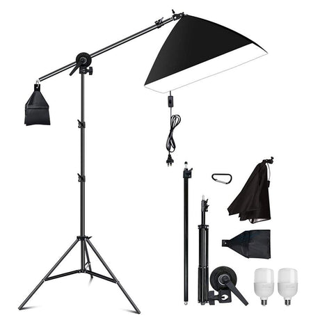 Volkwell 25W LED Single Rectangle Softbox Boom Arm Continuous Lighting Set