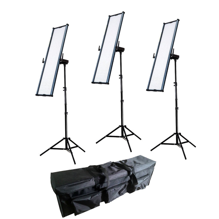Boling 3x 2280P LED Video & Photography Continuous Portable Lighting Kit (36,000 Lumens at 1M) - Bundle