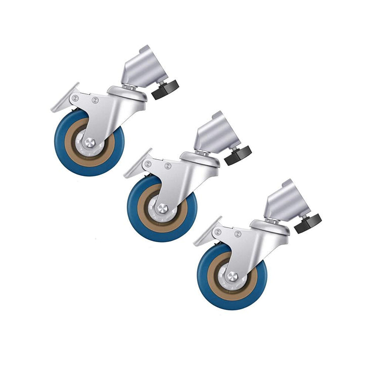 3-Pack Castor Wheels for 22mm Foot Diameter Stands - Heavy Duty Locking Swivel Casters for Photography & Video