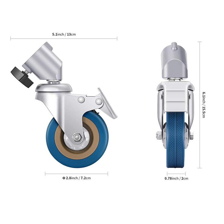 3-Pack Castor Wheels for 22mm Foot Diameter Stands - Heavy Duty Locking Swivel Casters for Photography & Video