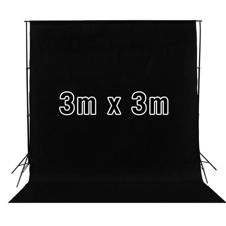 Black 3M x 3M Cotton Muslin Studio Backdrop