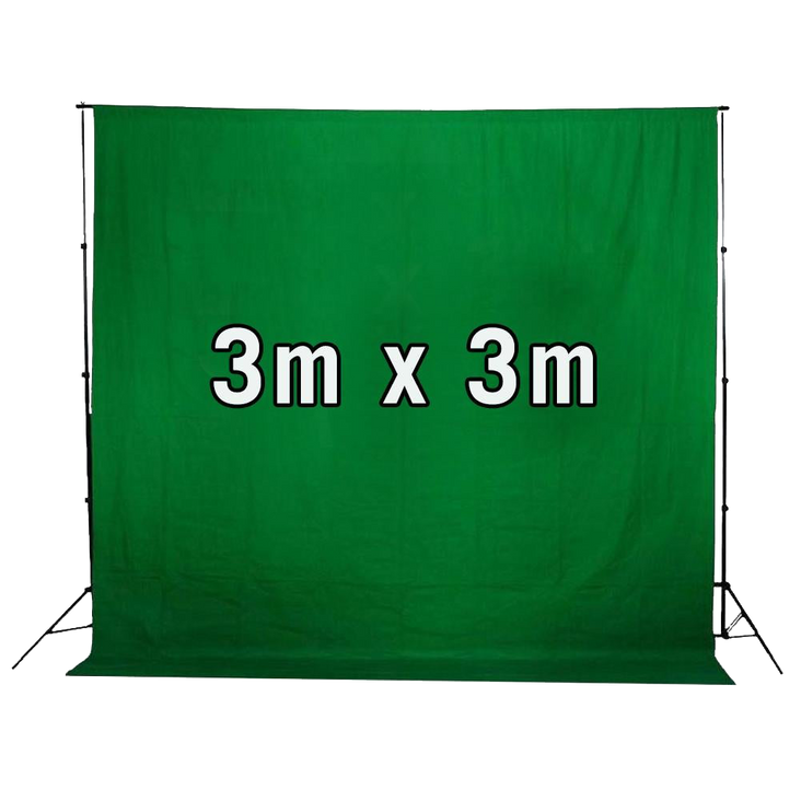 Chroma Key Green Screen 3m x 3m Cotton Muslin Backdrop