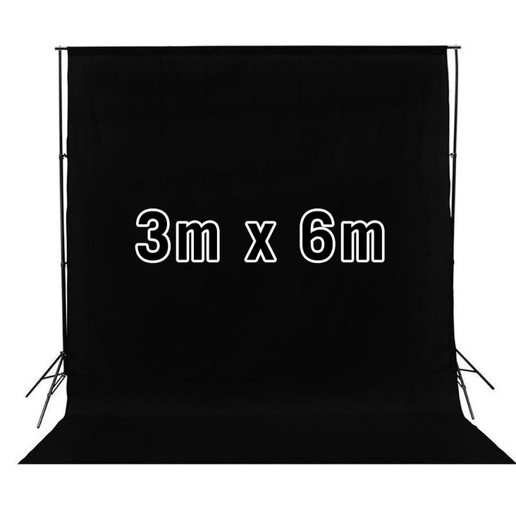 Black 3m x 6m Cotton Muslin Studio Backdrop