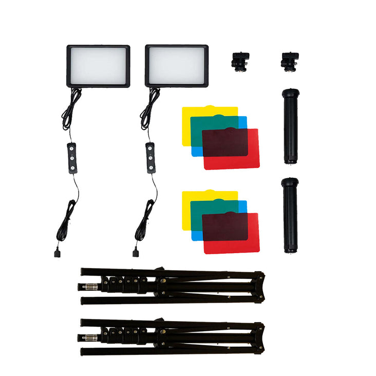 5.5" LED Photography Video Youtube Zoom Lighting Kit with Floor Stands - Crystal Air - Bundle