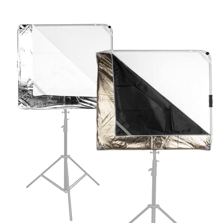 5 in 1 Square Metal Flag Panel Reflector Set with Boom Arm (100cm x 100cm)