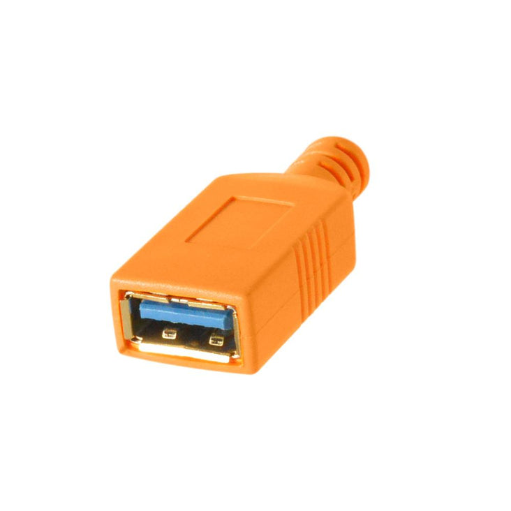 TetherPro USB-C to USB-A Female Adapter Extension 4.6m Hi-Vis Orange