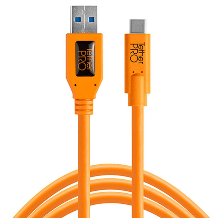TetherPro USB 3.0 to USB-C 4.6m Hi-Vis Orange