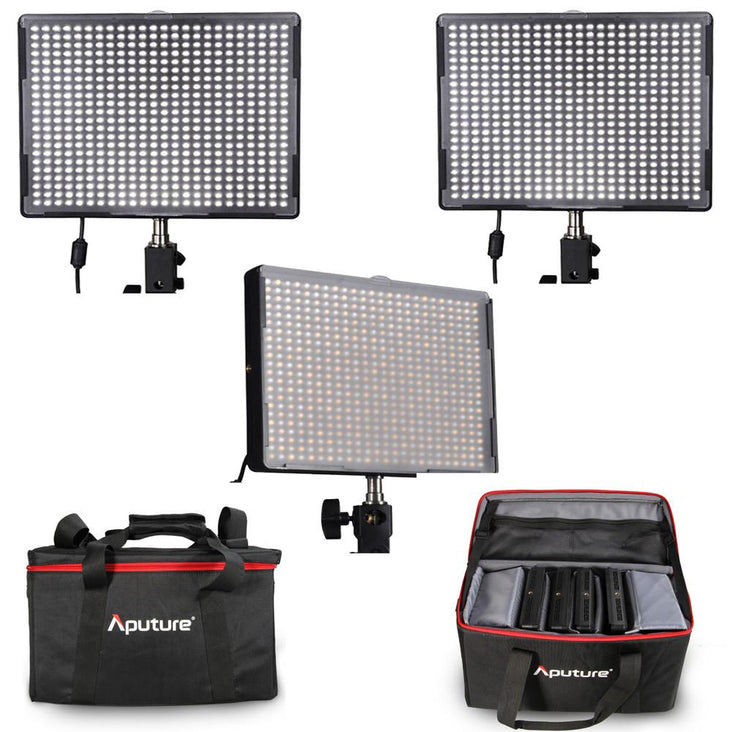 Aputure 3x HR672 W/S/C LED Video Continuous Portable Light Panel Kit