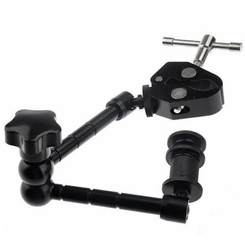 11" Articulating Magic Friction Arm with Solid Metal Nano Clamp Grip