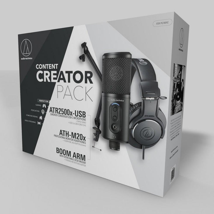 Audio Technica Content Creator Pack with Microphone, Headphones & Desk Boom
