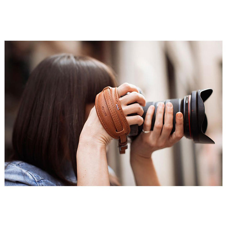 Barber Shop "Tight Contour" Camera Hand Strap (Grained Brown Leather)