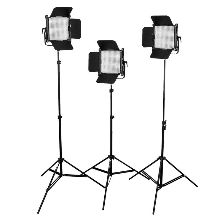 Boling 3x 2220P LED Video & Photography Continuous Portable Lighting Kit (11,400 Lumens at 1M) - Bundle