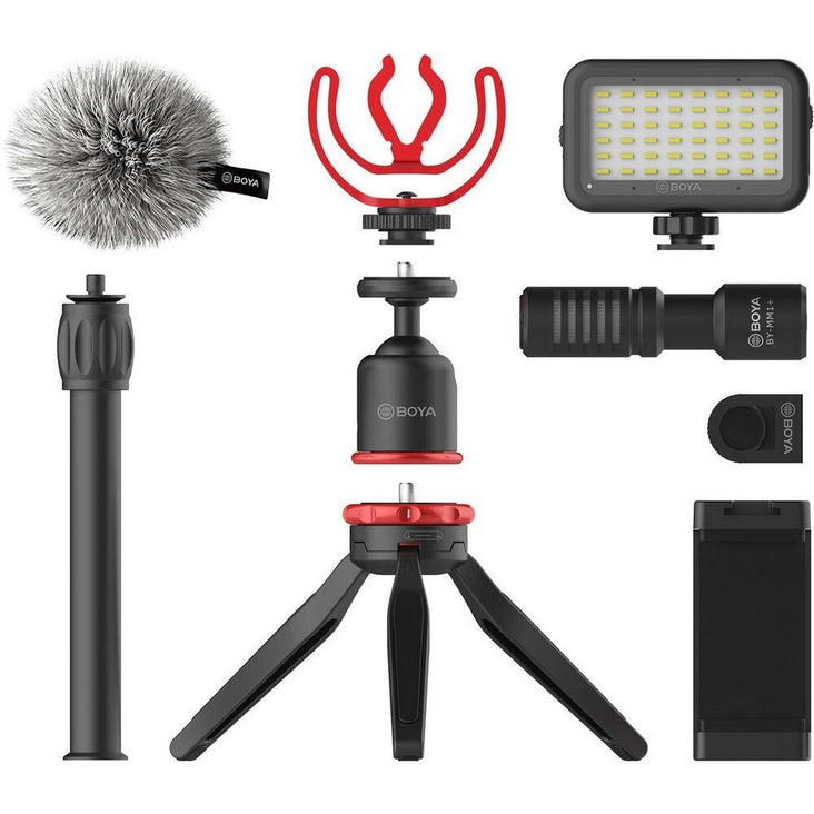 BOYA BY-VG350 Smartphone Vlogger Kit Plus with BY-MM1+ Mic, LED Light, & Accessories