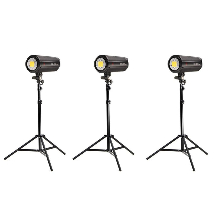 Jinbei 3x EF200 V (600W) Continuous LED Photo & Video Lighting Kit