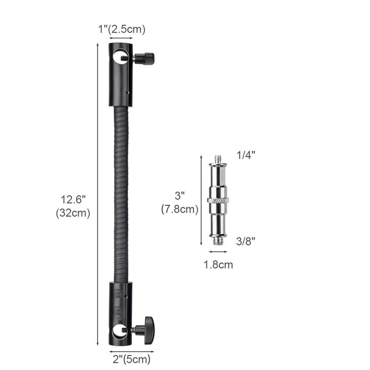Flexible 32cm / 12.5" Metal Gooseneck Extension Pole with 5/8" Receiver and Spigot