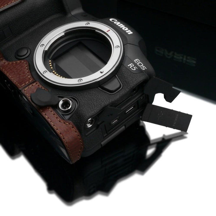 Gariz Brown XS-CHEOSR5BR Genuine Leather Half Case for Canon EOS R5