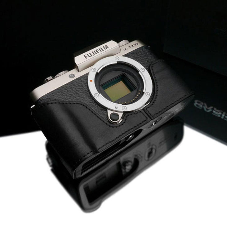 Gariz XS-CHXT100BK Black Leather Camera Half Case w/ Capfix Black for Fujifilm Fuji X-T100