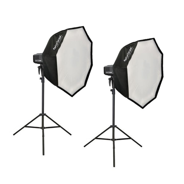 Godox 2 X SLB-60W LED Portable Advanced Kit (Including 95cm Collapsible Softboxes and Light Stands) - Bundle