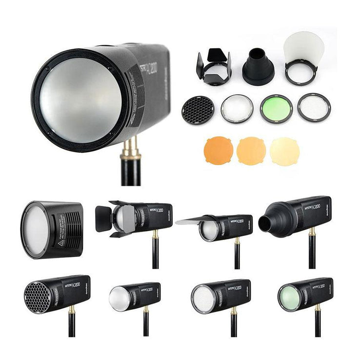 Godox AD200 200W Flash Round Head Extension Kit With Stand - Bundle