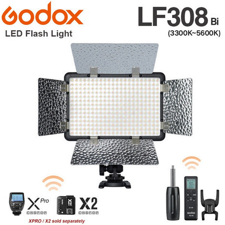Godox LF308Bi 3300-5600K LED Video Light with Flash Sync